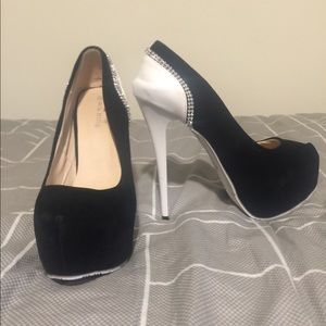 Black and white heels